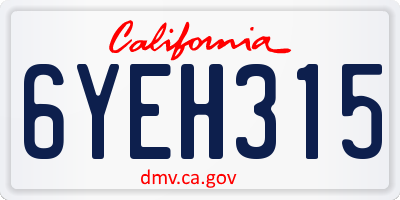 CA license plate 6YEH315