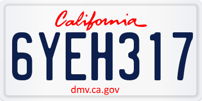 CA license plate 6YEH317