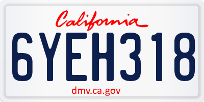 CA license plate 6YEH318