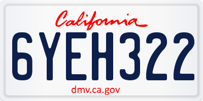 CA license plate 6YEH322