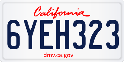 CA license plate 6YEH323