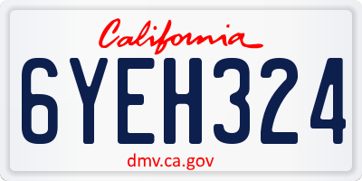 CA license plate 6YEH324