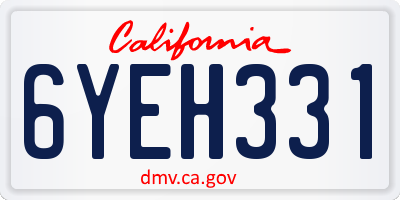 CA license plate 6YEH331