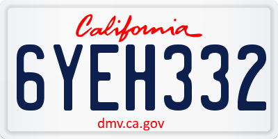 CA license plate 6YEH332
