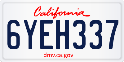 CA license plate 6YEH337