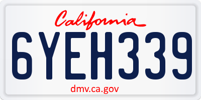 CA license plate 6YEH339