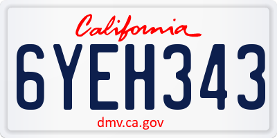 CA license plate 6YEH343