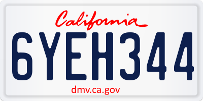 CA license plate 6YEH344