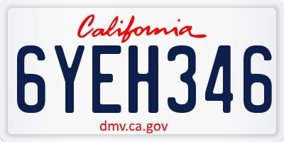CA license plate 6YEH346