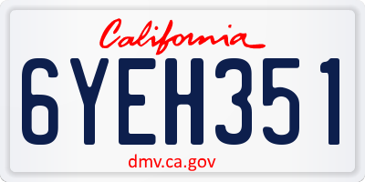 CA license plate 6YEH351