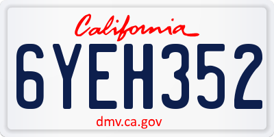 CA license plate 6YEH352