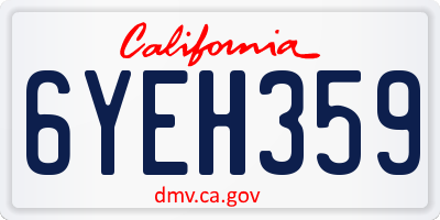 CA license plate 6YEH359