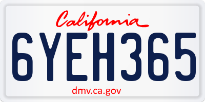 CA license plate 6YEH365