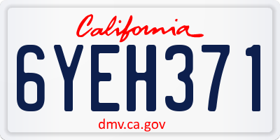 CA license plate 6YEH371