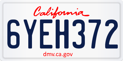 CA license plate 6YEH372