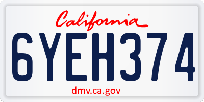 CA license plate 6YEH374