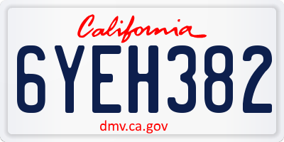 CA license plate 6YEH382