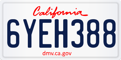CA license plate 6YEH388