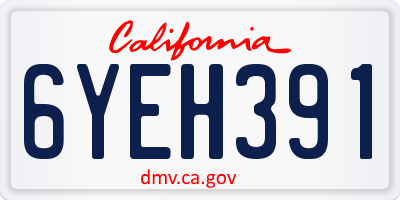 CA license plate 6YEH391