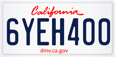CA license plate 6YEH400