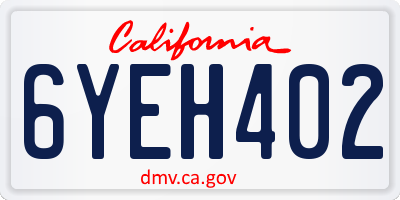 CA license plate 6YEH402