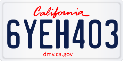 CA license plate 6YEH403