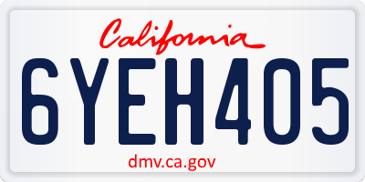 CA license plate 6YEH405