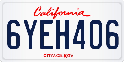 CA license plate 6YEH406