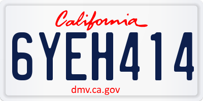 CA license plate 6YEH414