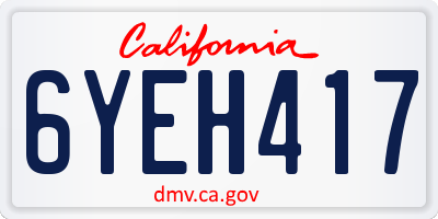CA license plate 6YEH417