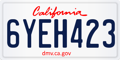 CA license plate 6YEH423