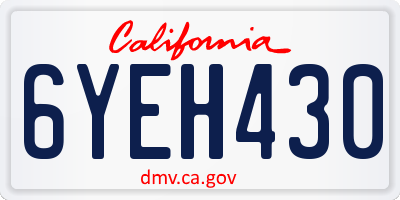 CA license plate 6YEH430