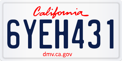 CA license plate 6YEH431
