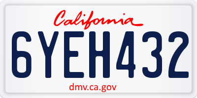 CA license plate 6YEH432