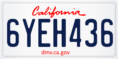CA license plate 6YEH436