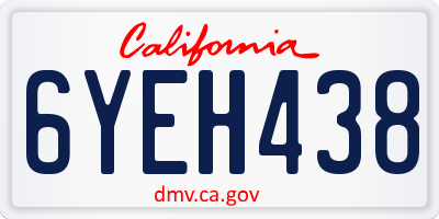 CA license plate 6YEH438