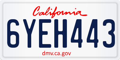 CA license plate 6YEH443