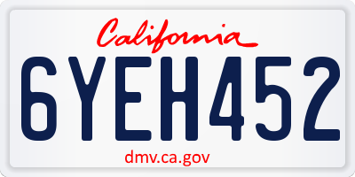 CA license plate 6YEH452