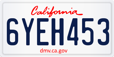 CA license plate 6YEH453