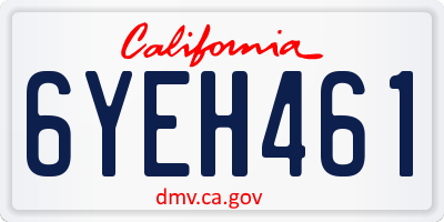 CA license plate 6YEH461