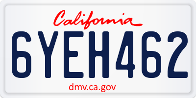 CA license plate 6YEH462