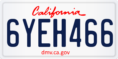 CA license plate 6YEH466