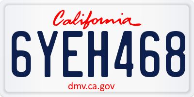 CA license plate 6YEH468
