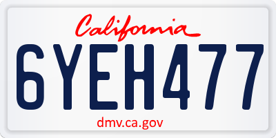 CA license plate 6YEH477