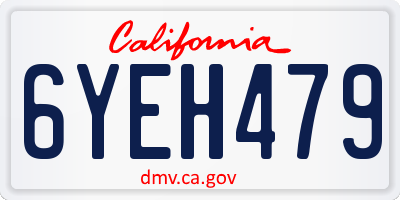 CA license plate 6YEH479