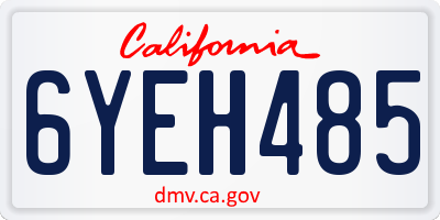 CA license plate 6YEH485