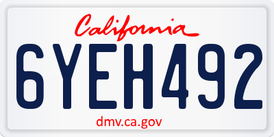 CA license plate 6YEH492