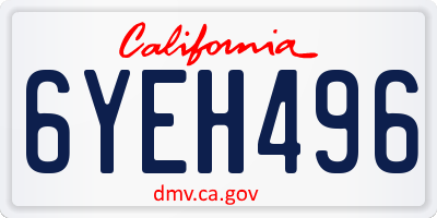 CA license plate 6YEH496