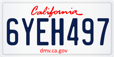 CA license plate 6YEH497