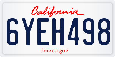 CA license plate 6YEH498